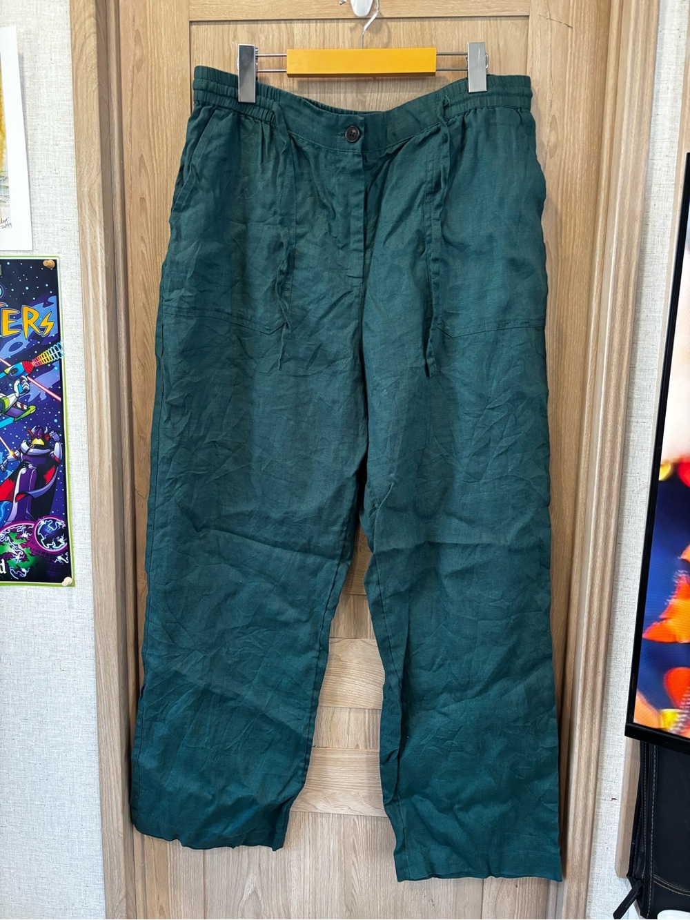Monoprix France Linen Pants Mens L Emerald Green